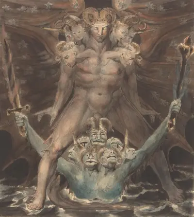 The Great Red Dragon and the Beast from the Sea av William Blake