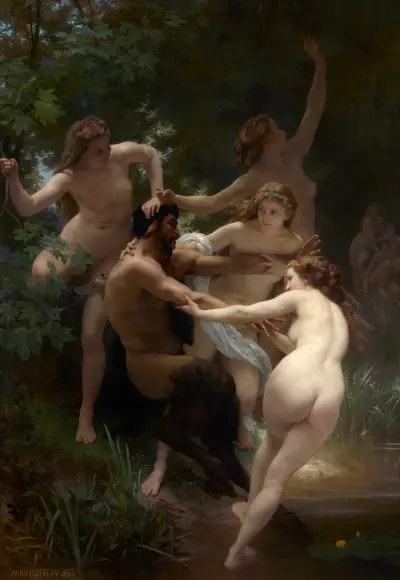 Nymphs and Satyr av William Bouguereau