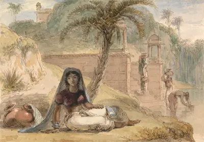 Indian Girl Seated by a River, William Daniell