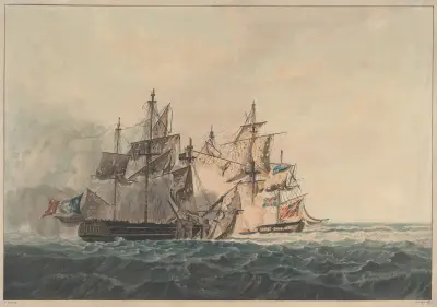 The Action between his Majesty’s Sloop ‘Bonne Citoyenne’ and the French Frigate ‘La Furieuse’, William Daniell