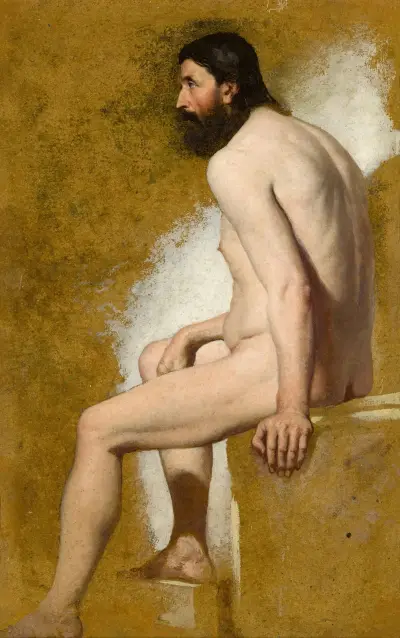 Study Of A Bearded Male Nude av William Etty
