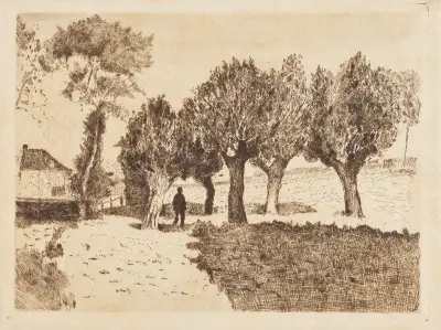 Landschap met bomen en figuur (De wilgen), Alfred William Finch