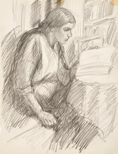 Lukeva nainen, Alfred William Finch