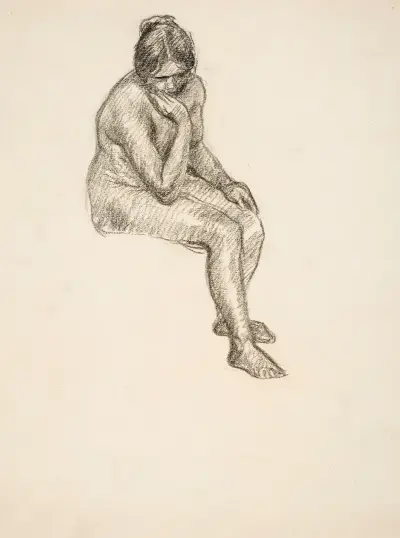 Malliharjoitelma, istuva nainen, Alfred William Finch