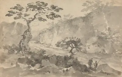 Landschaft mit zwei Männern von William Gilpin