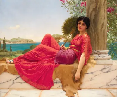 Oparta o kolumnę, John William Godward