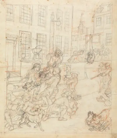 Die erste Stufe der Grausamkeit von William Hogarth