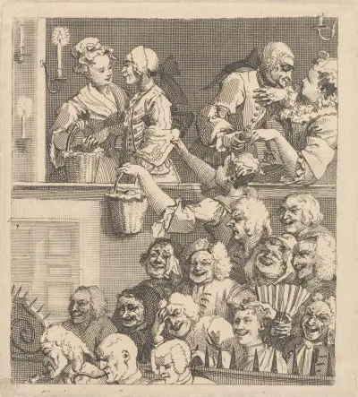 Das lachende Publikum von William Hogarth
