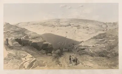 The valley of the shadow of death Caves in the Woronzoff Road behind the 21 gun battery av William Simpson