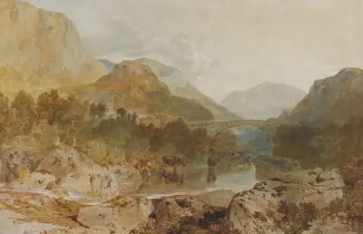 Borrowdale, with Longthwaite Bridge and Castle Crag av Joseph Mallord William Turner