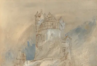 Burg Eltz, Germany, from the north, with a rainbow av Joseph Mallord William Turner