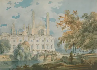 Clare Hall and King’s College Chapel, Cambridge, from the Banks of the River Cam av Joseph Mallord William Turner