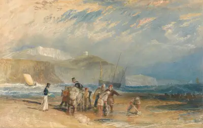Přístav ve Folkestone a pobřeží směrem k Doveru, Joseph Mallord William Turner