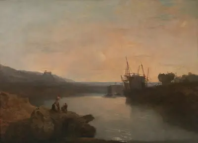Harlech Castle, from Tygwyn Ferry, Summer’s Evening Twilight av Joseph Mallord William Turner