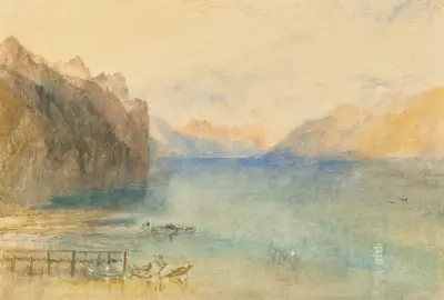 Lake Brienz, with the setting Moon av Joseph Mallord William Turner