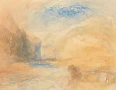 Horské jezero s krajinou, Joseph Mallord William Turner