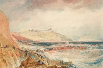 Pendennis Castle and the entrance to Falmouth Harbour, Cornwall; Scene after a Wreck av Joseph Mallord William Turner
