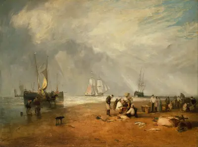 Der Fischmarkt am Strand von Hastings von Joseph Mallord William Turner