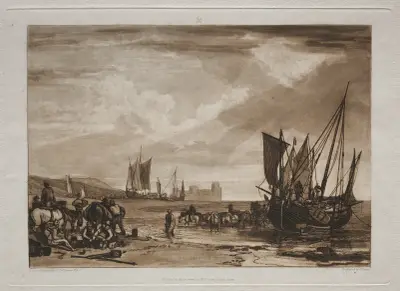 Vessels Unloading av Joseph Mallord William Turner