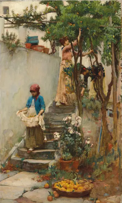 Pomerančová zahrada, John William Waterhouse