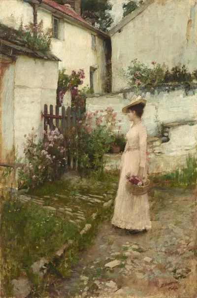 Gathering Flowers in a Devonshire Garden, John William Waterhouse