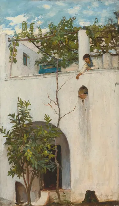 Dáma na balkoně, Capri, John William Waterhouse