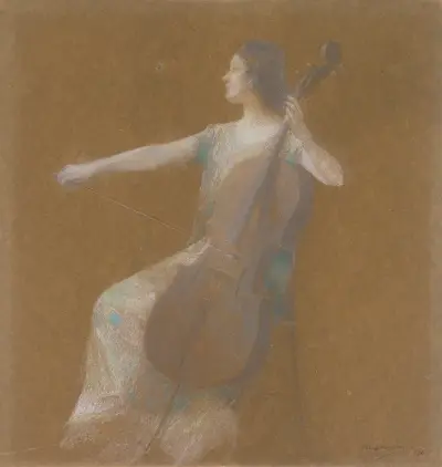 Dívka s violoncellem, Thomas Wilmer Dewing