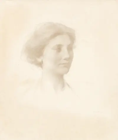 Hlava dívky, 1909, Thomas Wilmer Dewing
