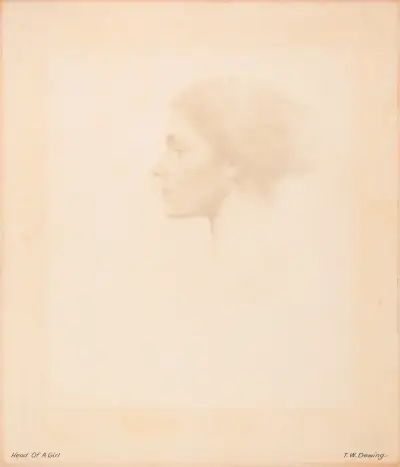 Hlava dívky, 1910, Thomas Wilmer Dewing