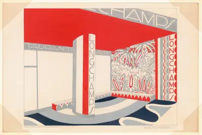 [Design drawing for Manhattan House Longchamps Restaurant, corner of 3rd Avenue and 65th Street, New York, NY.] [Study for mosaic front av Winold Reiss