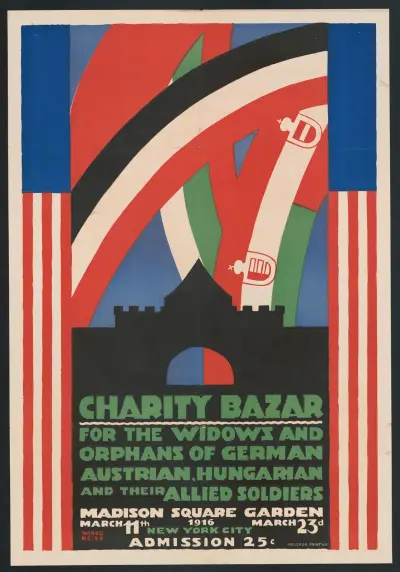 Posters for Charity Bazar [i.e. Bazaar] for the widows and orphans of German, Austrian, Hungarian and their allied soldiers, March 23rd, 1916, New York, NY av Winold Reiss