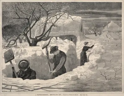 A Winter Morning, – Shovelling Out av Winslow Homer