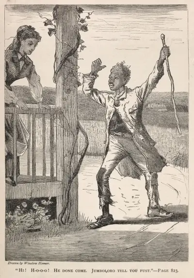 Hej! H-Å-Å-Å! Han har kommit. Jumboloro berättar först. av Winslow Homer