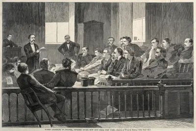 Ławnicy przysłuchujący się adwokatowi, Sąd Najwyższy, Nowy Ratusz, Nowy Jork, Winslow Homer