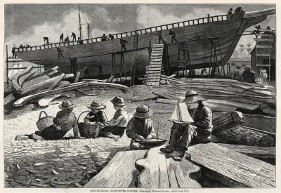 Ship-Building, Gloucester Harbor av Winslow Homer