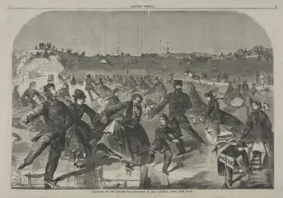 Bruslení na dámském rybníku v Central Parku v New Yorku, Winslow Homer