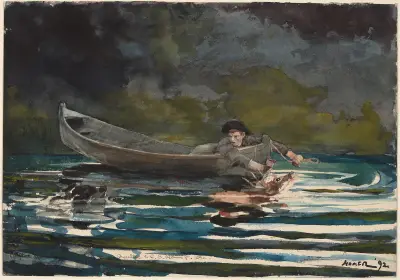 Skica k 'Hound and Hunter', Winslow Homer