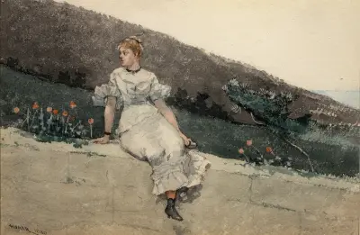 The garden wall av Winslow Homer