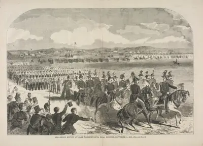 Velká přehlídka v táboře Massachusetts u Concordu, 9. září 1859, Winslow Homer