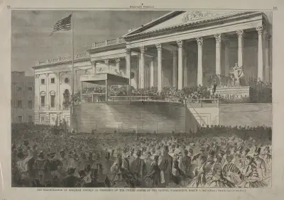 Inaugurace Abrahama Lincolna jako prezidenta Spojených států, u Kapitolu, Washington, 4. března 1861, Winslow Homer