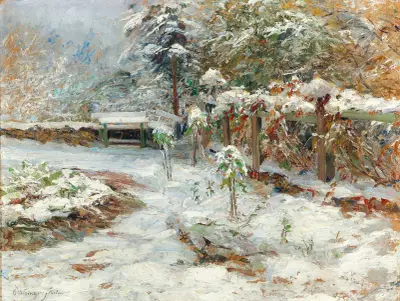 October snow, motiv from the garden of castle Hartenstein av Olga Wisinger-Florian
