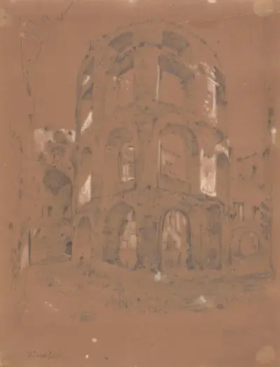 Fragment of the Ossoliński Castle Tower Ruins in Ujazd av Wojciech Gerson