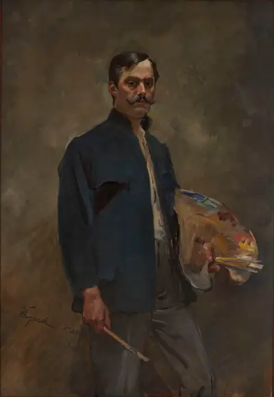 Self-portrait with palette av Wojciech Kossak