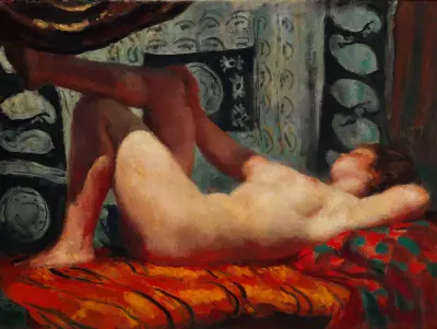 In the Evening – Reclining Female Nude av Wojciech Weiss