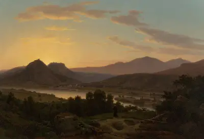 Sunrise, View of Drachenfels from Rolandseck, Worthington Whittredge