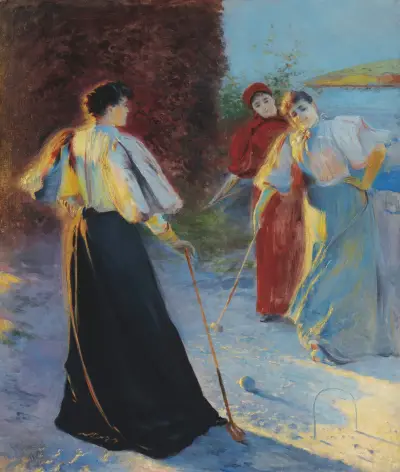 Game of croquet von Leon Wyczółkowski