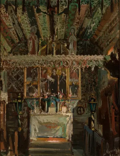 Interior of the church in Dębno von Leon Wyczółkowski
