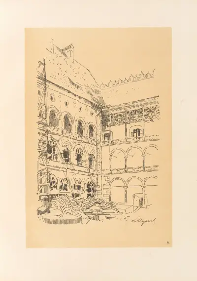 The Castle Courtyard av Leon Wyczółkowski