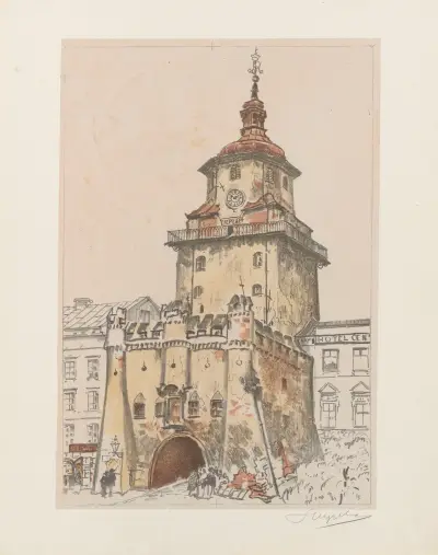 Das Krakauer Tor in Lublin, im Sommer von Leon Wyczółkowski
