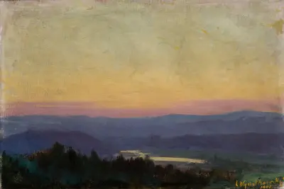 The Vistula near Tyniec at Sunset av Leon Wyczółkowski